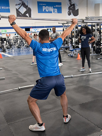 BYU-Idaho students doing Cross-fit Training in the Hart Fitness Center.