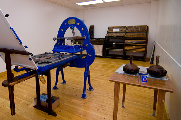 Grandin printing press in McKay library