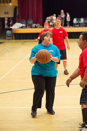 Bob Christensens Special Education class puts on a great show in the Hart Gym playing basketball.