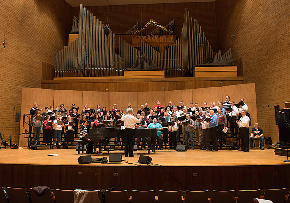 Ricks College Alumni from 1965 to 1995 gather for an A Cappella Choir reunion.