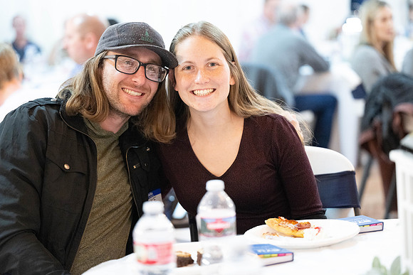 Alumni in the Cache Valley area gather at Eagles Landing Event Center, in Smithfield, Utah and get the chance to listen to and meet President Meredith.