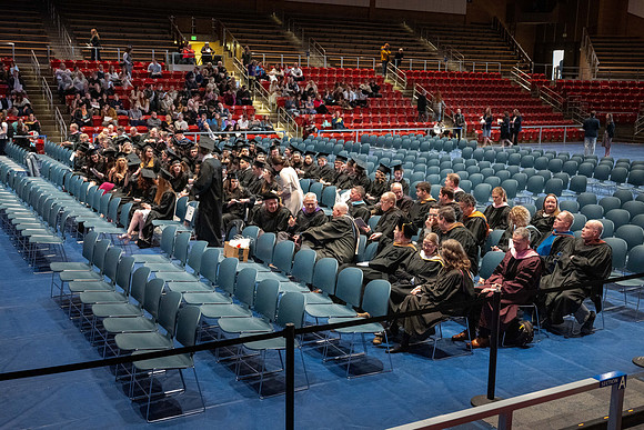 Convocation for the College Performing and Visual Arts in the Hart Gym.