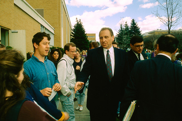 Elder Thomas S. Monson speaks to students at Ricks College during devotional