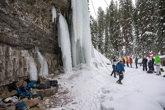 Students go ice climbing as part of Outdoor Activities.