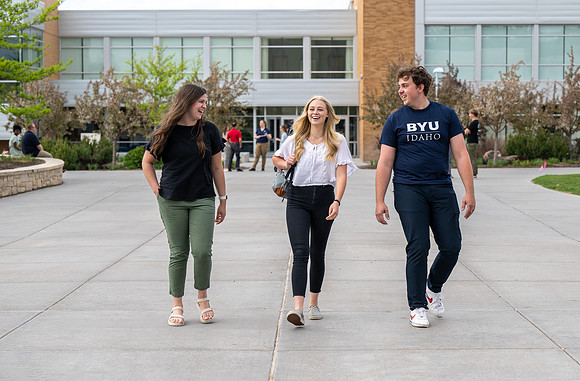 Student models for Admissions Viewbook cover options. May 2023