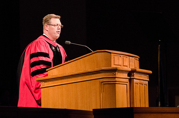 President Gilbert offers his remarks.