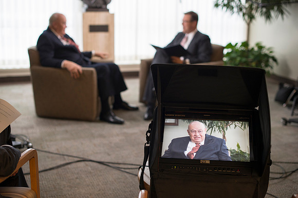 Behind the Scenes of President Gilbert interviewing interim President Wilkes about his time at BYU-Idaho.