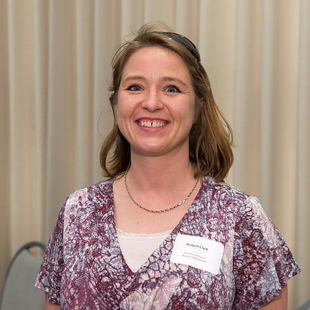 Online Leaning Graduates gather in the MC Special Events room for a reception. Bridgett Clark