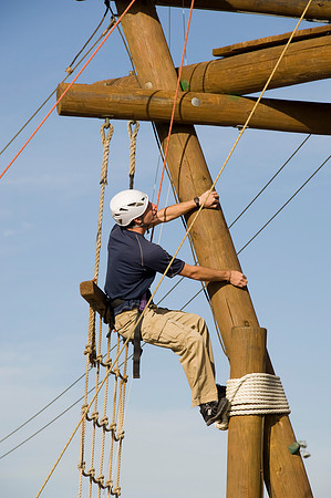 Jason Lewis climbing the Tower just West of the Temple.