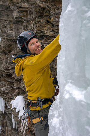 Scott Hurst ice climbing.