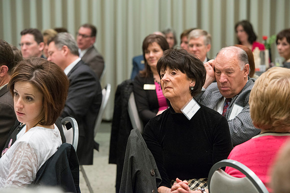 Eliza R. Snow Award members and guest enjoy an evening of god food and entertainment honoring Rick and Cheryl Hansen for their service towards the Arts.