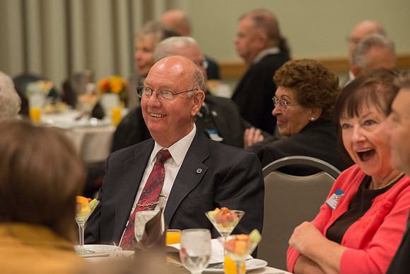 Ricks College Alumni gather for a breakfast in honor of Vance & Diane Hendricks who recieved the Alumni Award of Excellence.