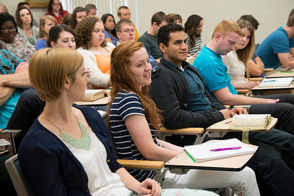 Michael Bolingbroke an instructor in the Religion Dept teaches a New Testament class.