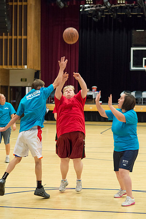 Bob Christensens Special Education class puts on a great show in the Hart Gym playing basketball.