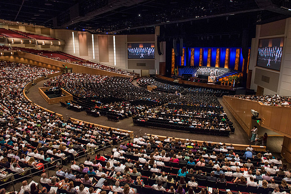 Commencement ceremony in the BYU-Idaho Center.  BYU-Idaho photos by Michael Lewis
