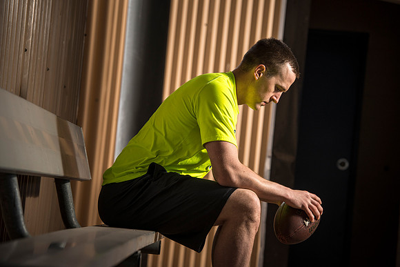 Justin Lassond meditates as he gets ready for the upcoming football season at BYU-Idaho.