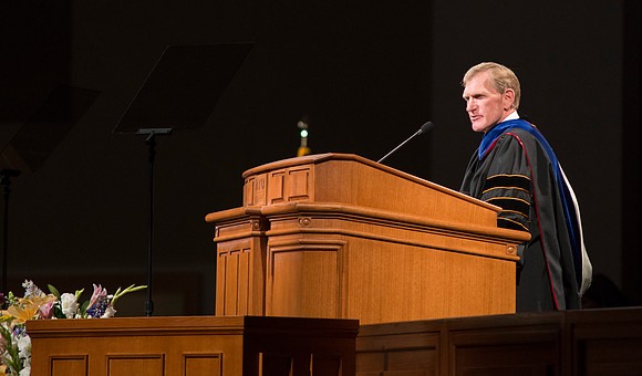 Commencement ceremony in the BYU-Idaho Center.  BYU-Idaho photos by Michael Lewis