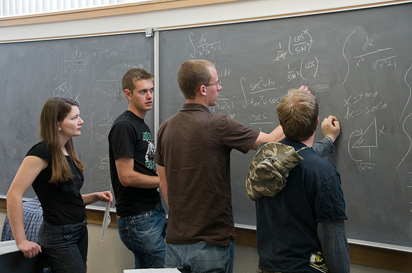 Sis. Elizabeth Toy (not pictured) teaches a Calculus Math class