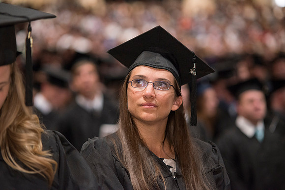Commencement ceremony in the BYU-Idaho Center.  BYU-Idaho photos by Michael Lewis