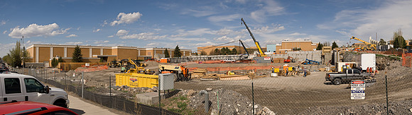 Construction on the Auditorium, later named the BYU-Idaho Center.