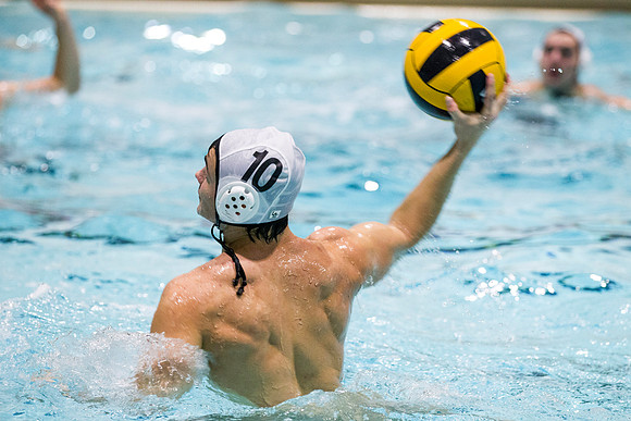 The BYU-Idaho competitive sports teams battle it out on the surface in an intense water polo game.