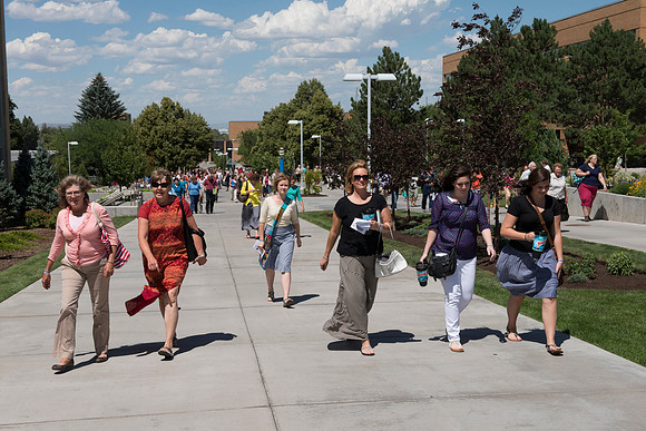 The campus is a buzz with patrons at the 2013 Education Week at BYU-Idaho.   BYU-Idaho photo by Michael Lewis