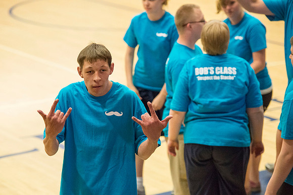 Bob Christensens Special Education class puts on a great show in the Hart Gym playing basketball.
