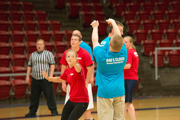 Bob Christensens Special Education class puts on a great show in the Hart Gym playing basketball.