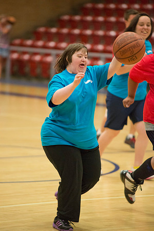 Bob Christensens Special Education class puts on a great show in the Hart Gym playing basketball.
