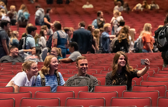 Students during devotional.