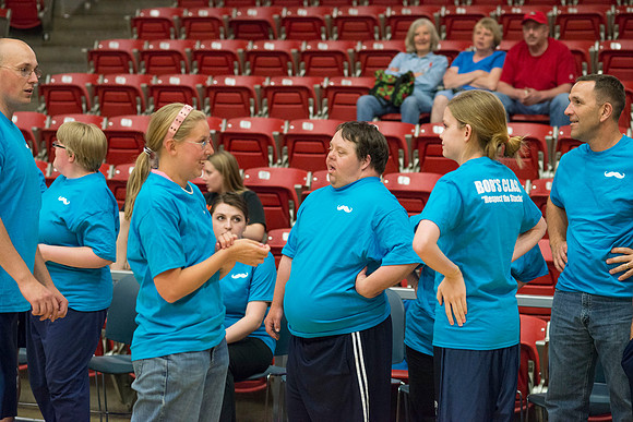 Bob Christensens Special Education class puts on a great show in the Hart Gym playing basketball.