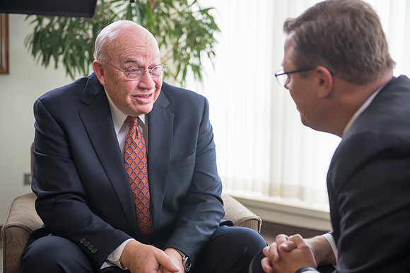 Behind the Scenes of President Gilbert interviewing interim President Wilkes about his time at BYU-Idaho.