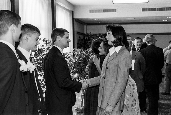 President Bednar's family standing in the Meet &amp; Greet line