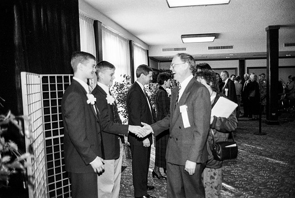 President Bednar's family standing in the Meet &amp; Greet line