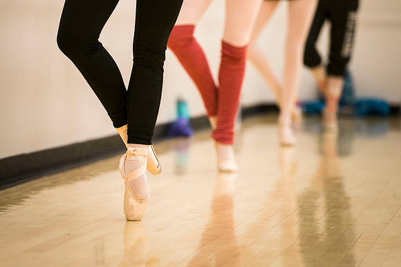 Students from Sister McChesney's Ballet class practice for an upcoming final on an early Tuesday morning.