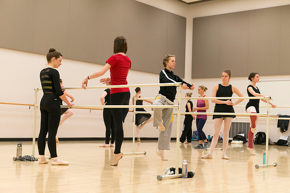 Students from Sister McChesney's Ballet class practice for an upcoming final on an early Tuesday morning.