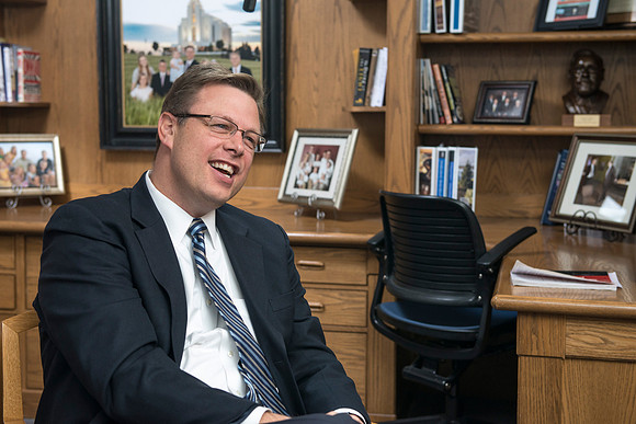 President Gilbert interviews Kris Powell about her role in the Student Activity Program and the Spirit of Ricks.