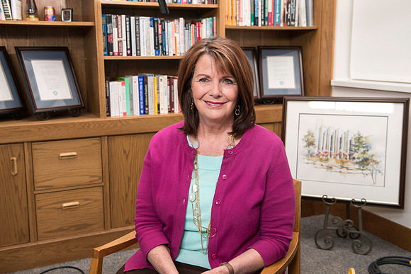 President Gilbert interviews Kris Powell about her role in the Student Activity Program and the Spirit of Ricks.