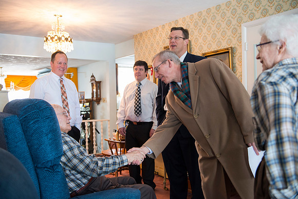 Greetings before President Gilbert interviews Dr Lowder.