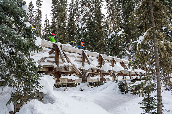 Eric Ward and other students go hiking to take a break from ice climbing.