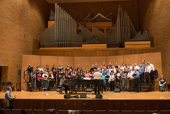 Ricks College Alumni from 1965 to 1995 gather for an A Cappella Choir reunion.