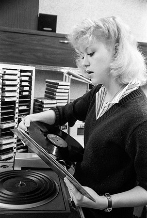 Student operating the machines