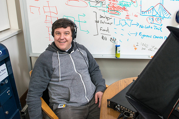 President Gilbert interviews Kris Powell about her role in the Student Activity Program and the Spirit of Ricks.