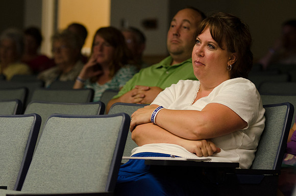 Participants listen to Phil Allred teach a class, "The Family: God's Perspective" during Education Week 2013. Photo by Taylor Davenport