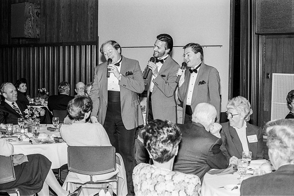 The barbershop quartet sings a number at the Banquet