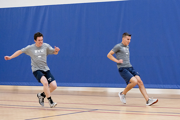 BYU-Idaho students attend a hands-on sprinting workshop in the I-center.