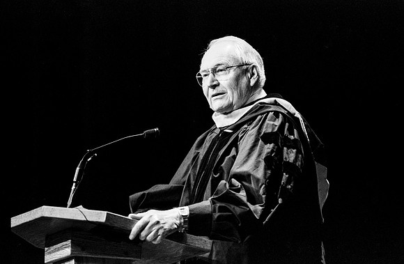Elder Perry speaking at Pres David A Bednar's Inauguration.