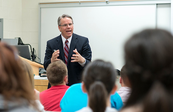 Michael Bolingbroke an instructor in the Religion Dept teaches a New Testament class.