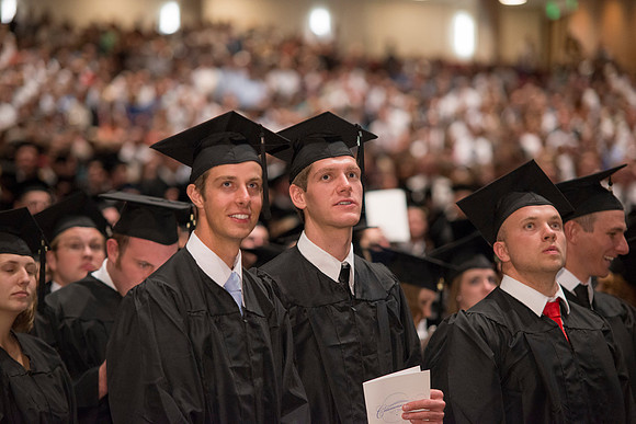 Commencement ceremony in the BYU-Idaho Center.  BYU-Idaho photos by Michael Lewis