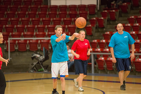 Bob Christensens Special Education class puts on a great show in the Hart Gym playing basketball.
